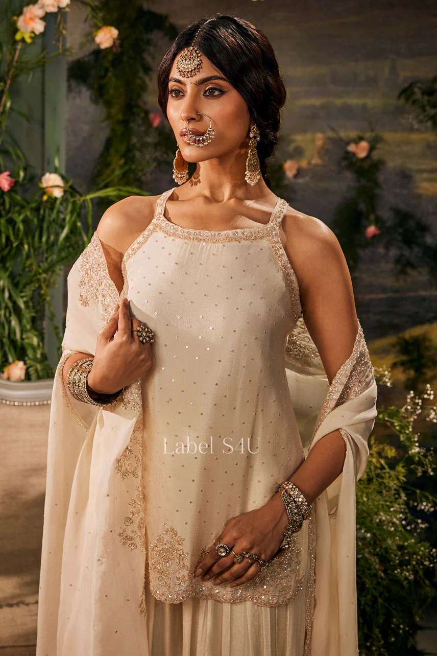 Ivory Embellished-Palazzo Set - Image 2