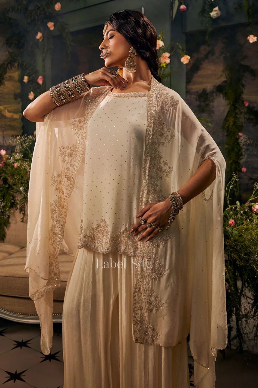 Ivory Embellished-Palazzo Set - Image 3