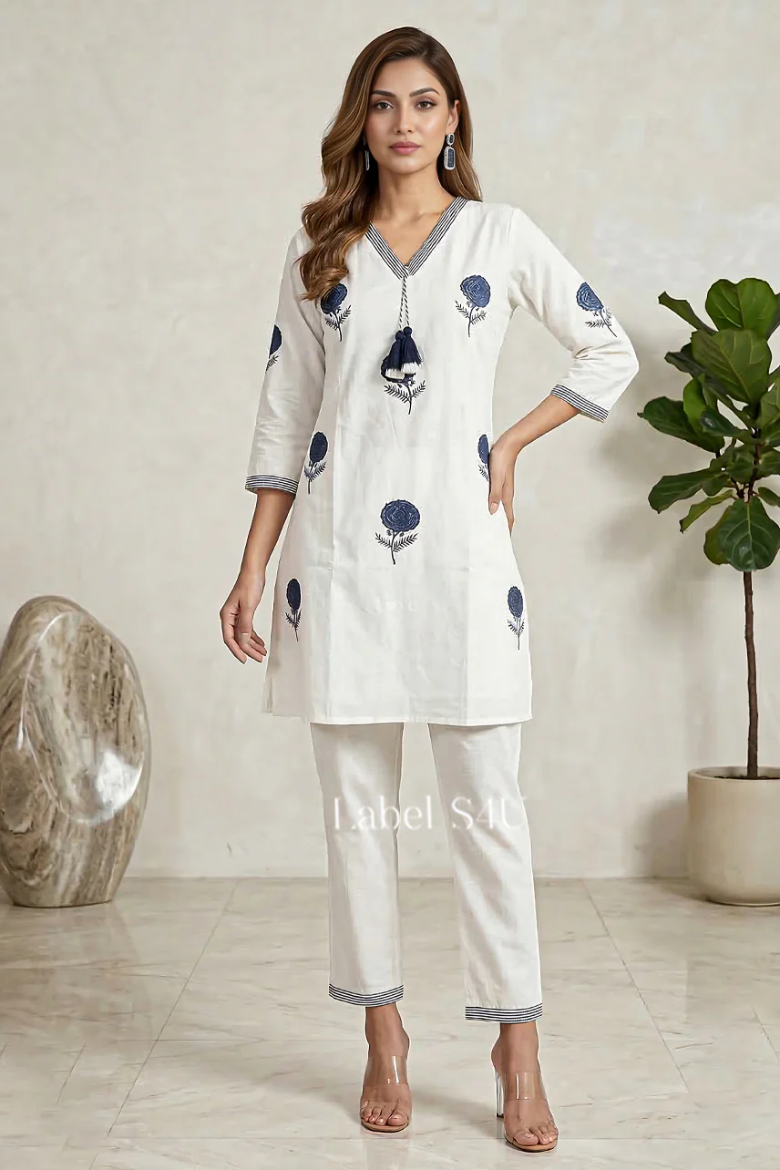 Light in White Cotton-Co-ord Set