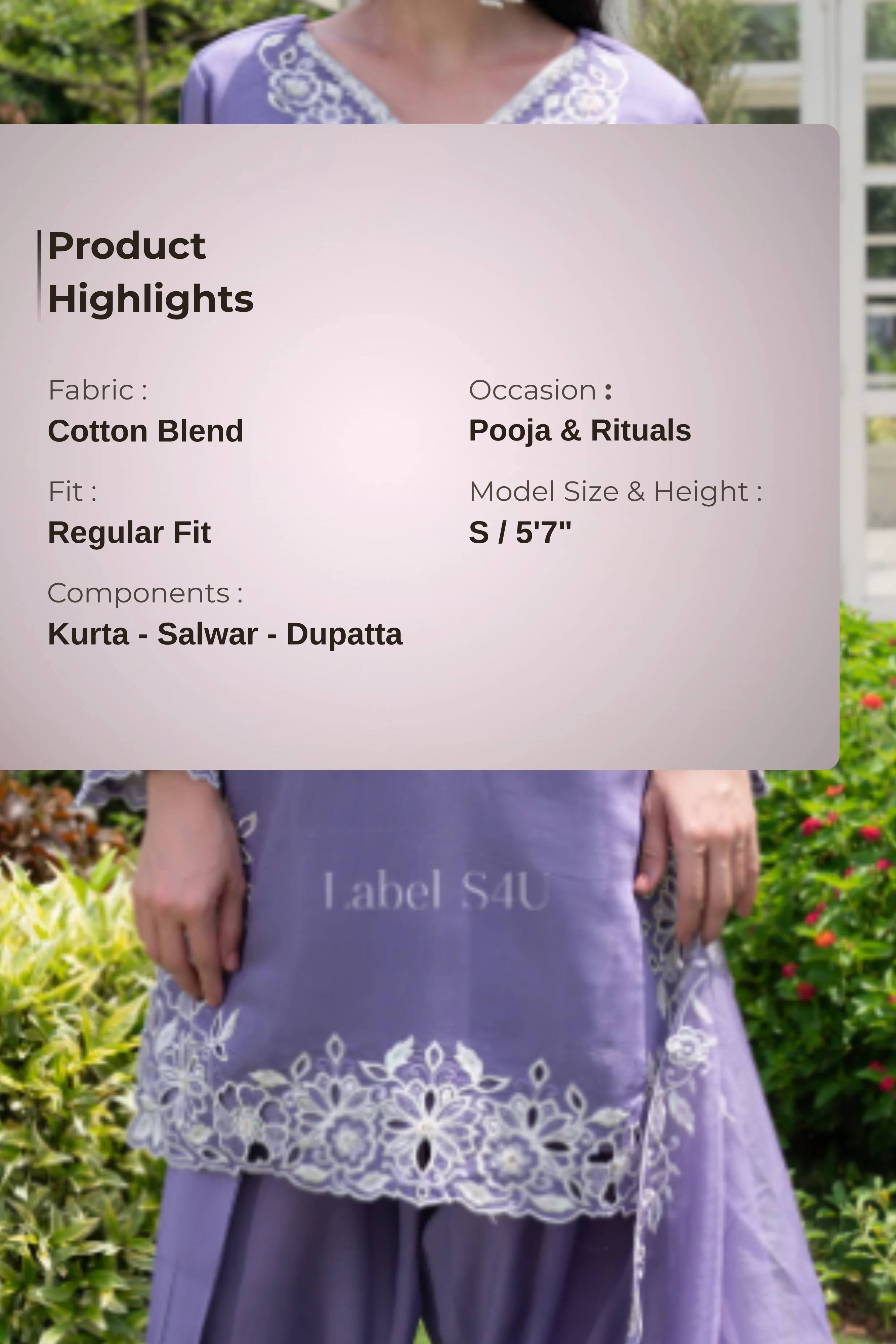 Lilac Embroidered Farshi Salwar Set - Image 5