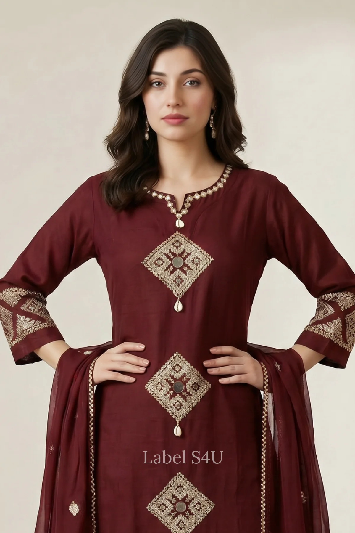 Maroon Muse Cotton-Suit Set - Image 3