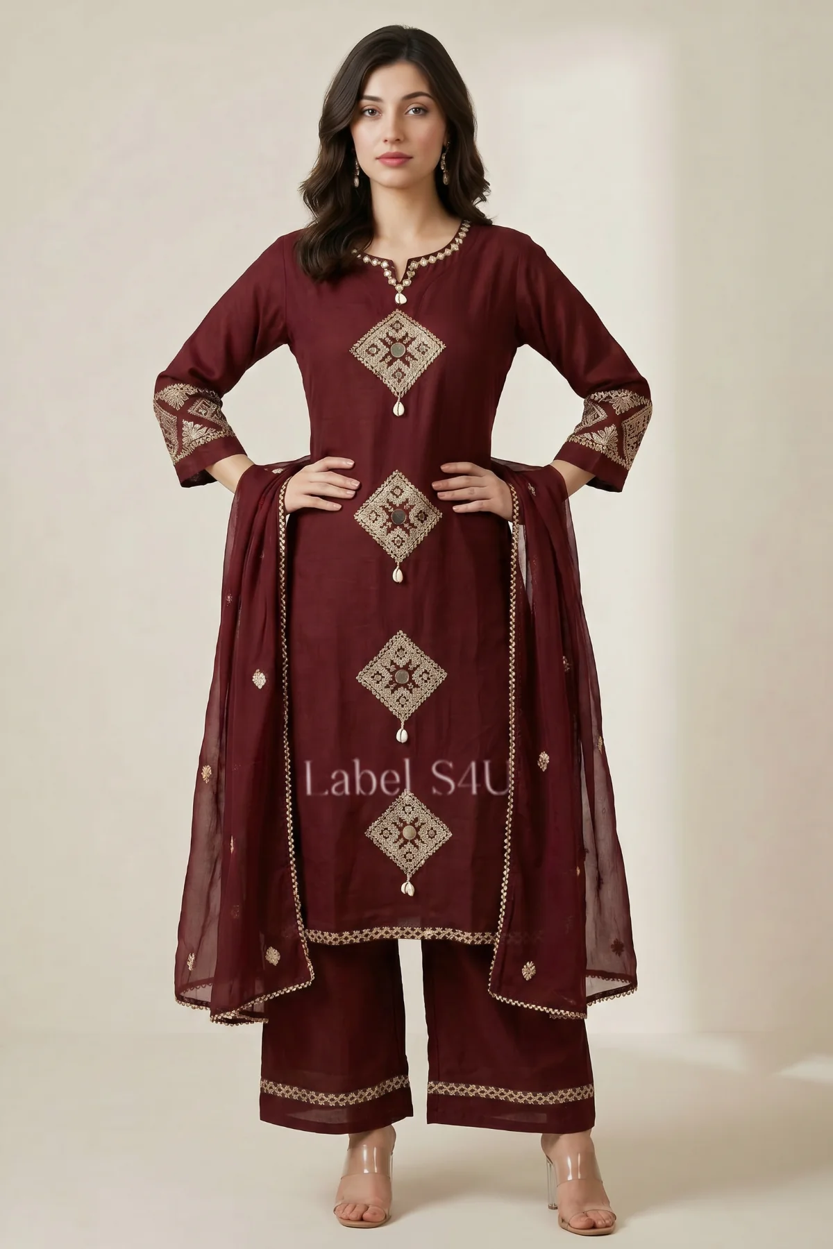 Maroon Muse Cotton-Suit Set - Image 5