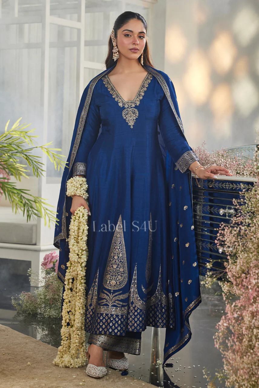 Classic Blue-Anarkali Set - Image 3