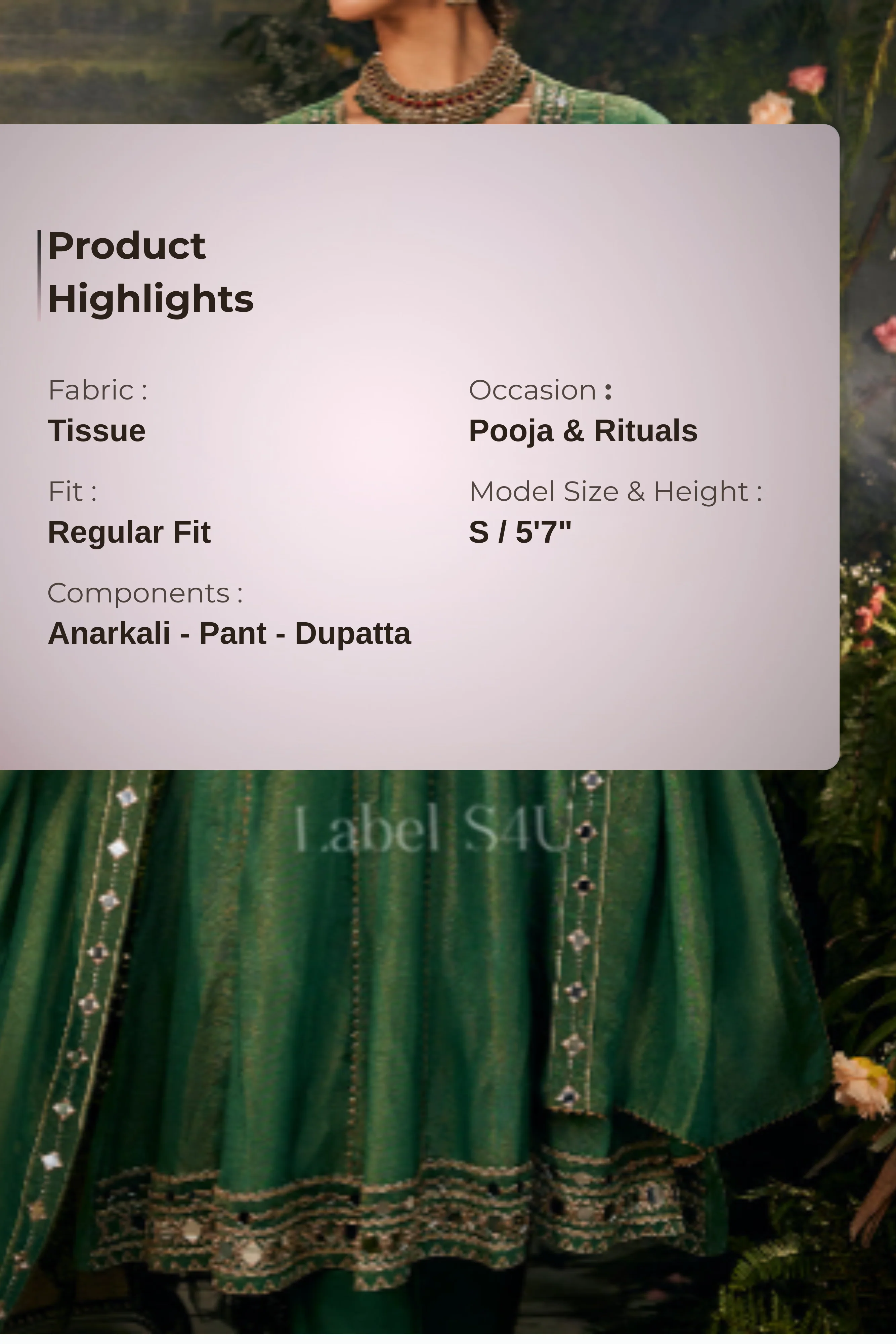 Mirrorwork Green-Anarkali set - Image 4