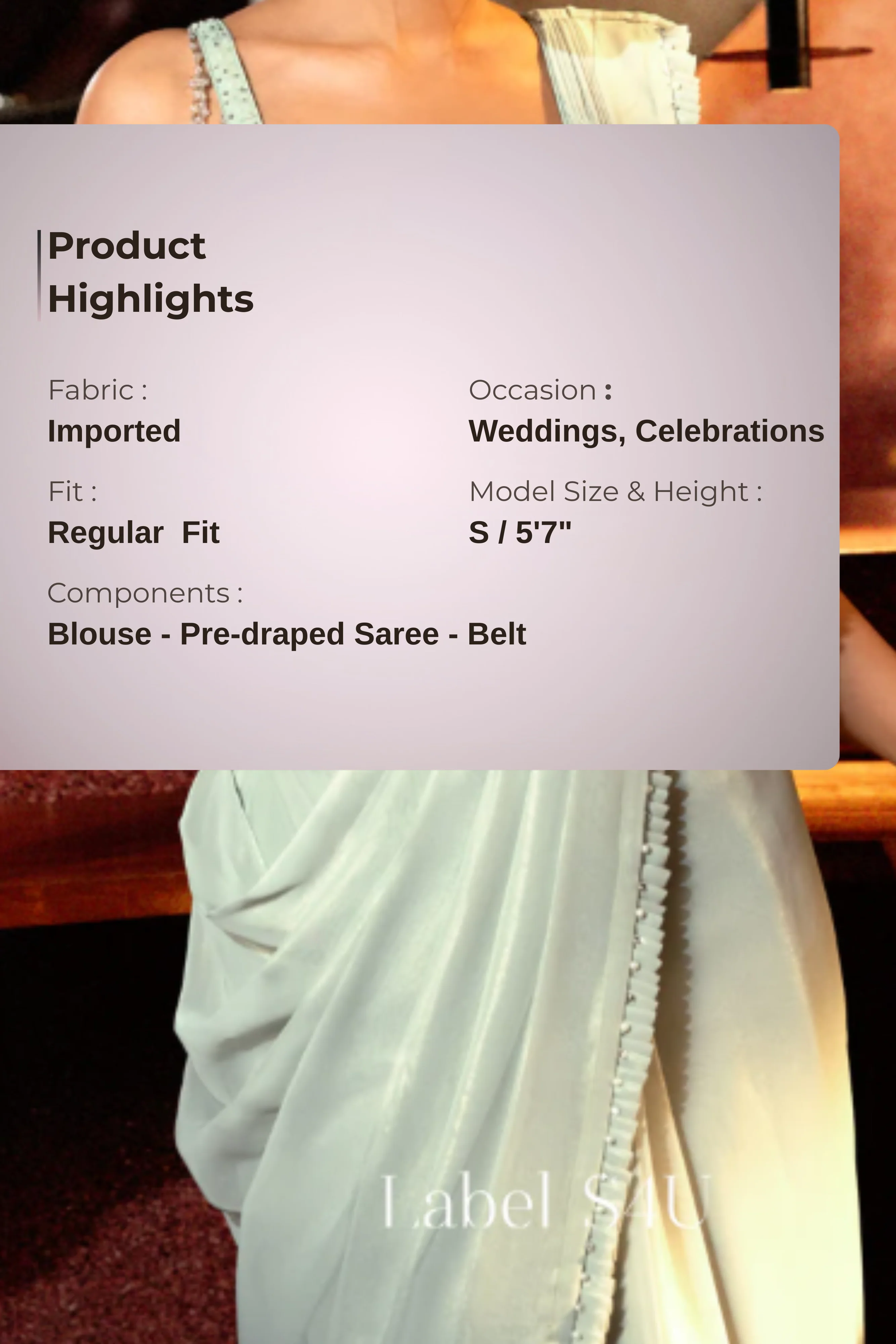 Moonlight Shimmer Pre-draped Saree - Image 9