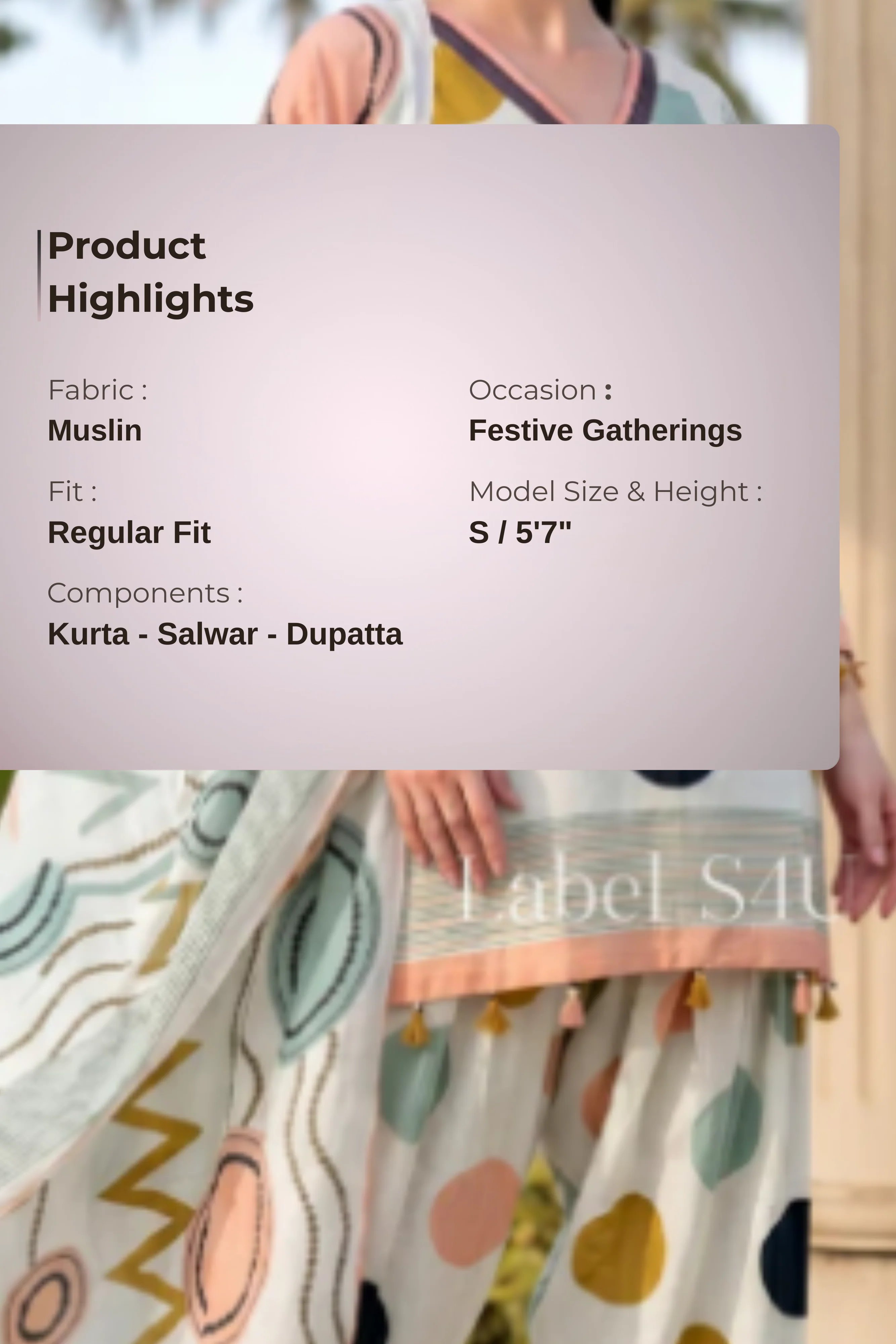 Multicolour Polka Dots Farshi Salwar Set - Image 5