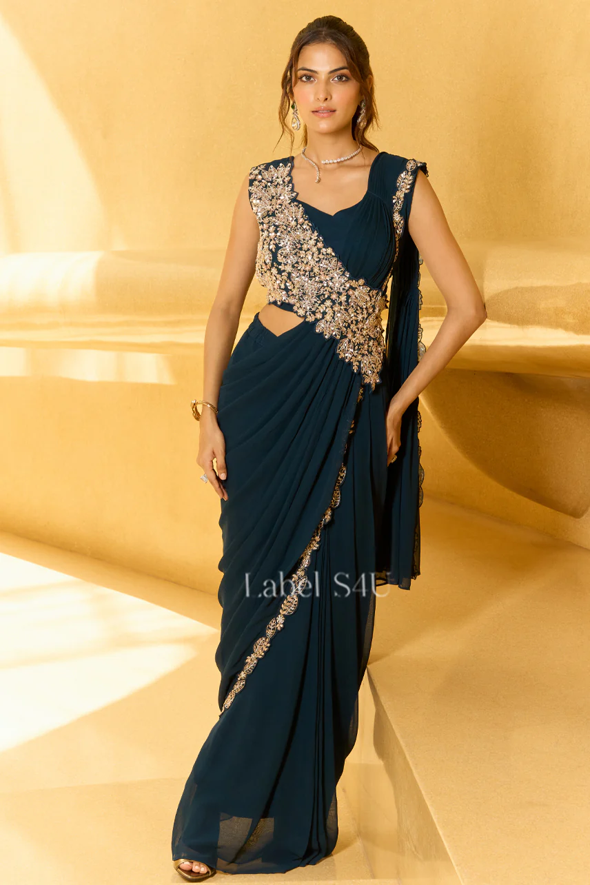 Mystic Petals Pre-Drape Saree - Image 3