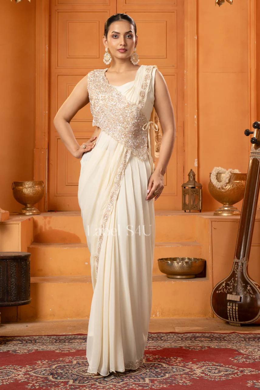 Mystic Petals Pre-Drape Saree - Image 4