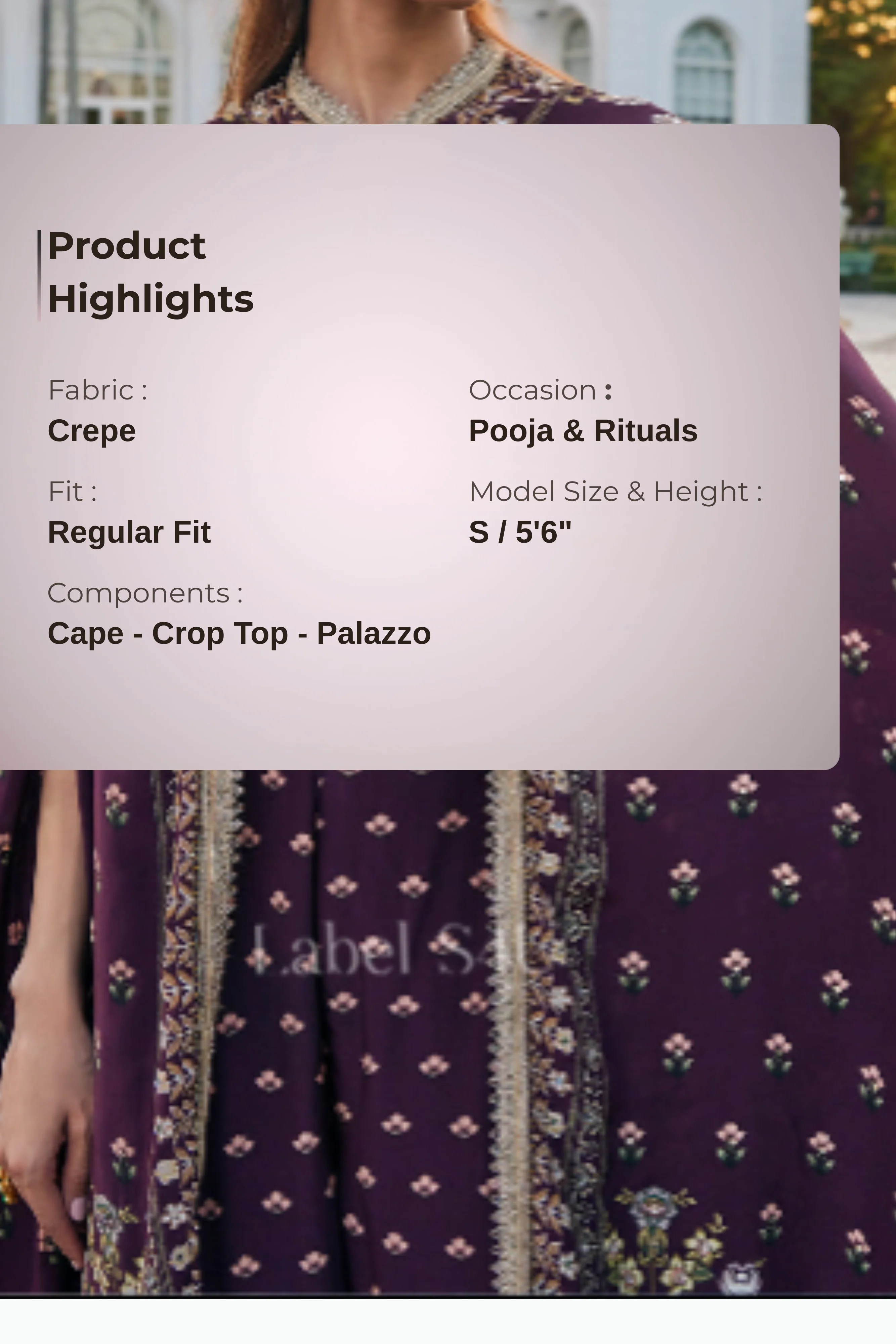 Noor-e-Naz Wine Printed-Cape Set - Image 4