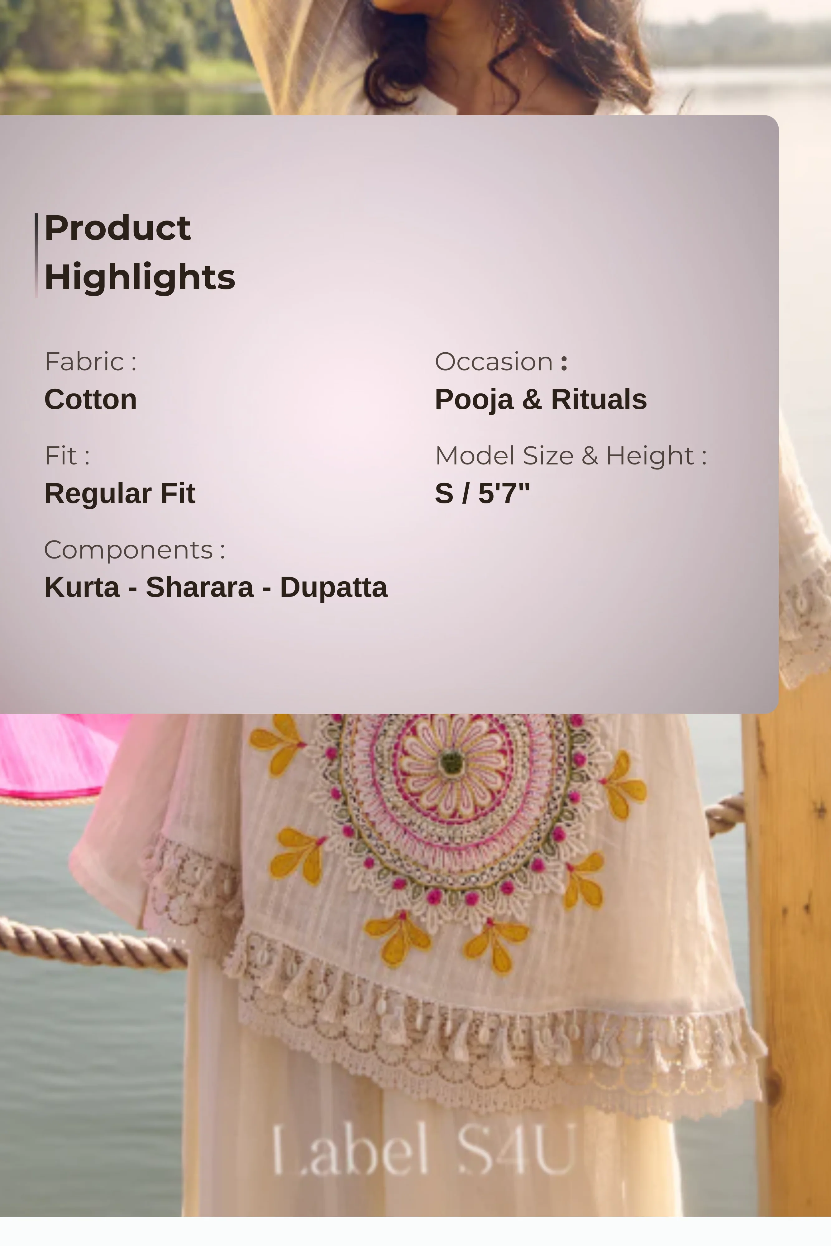 Off-White Phoolkari Motif-Sharara Set - Image 4