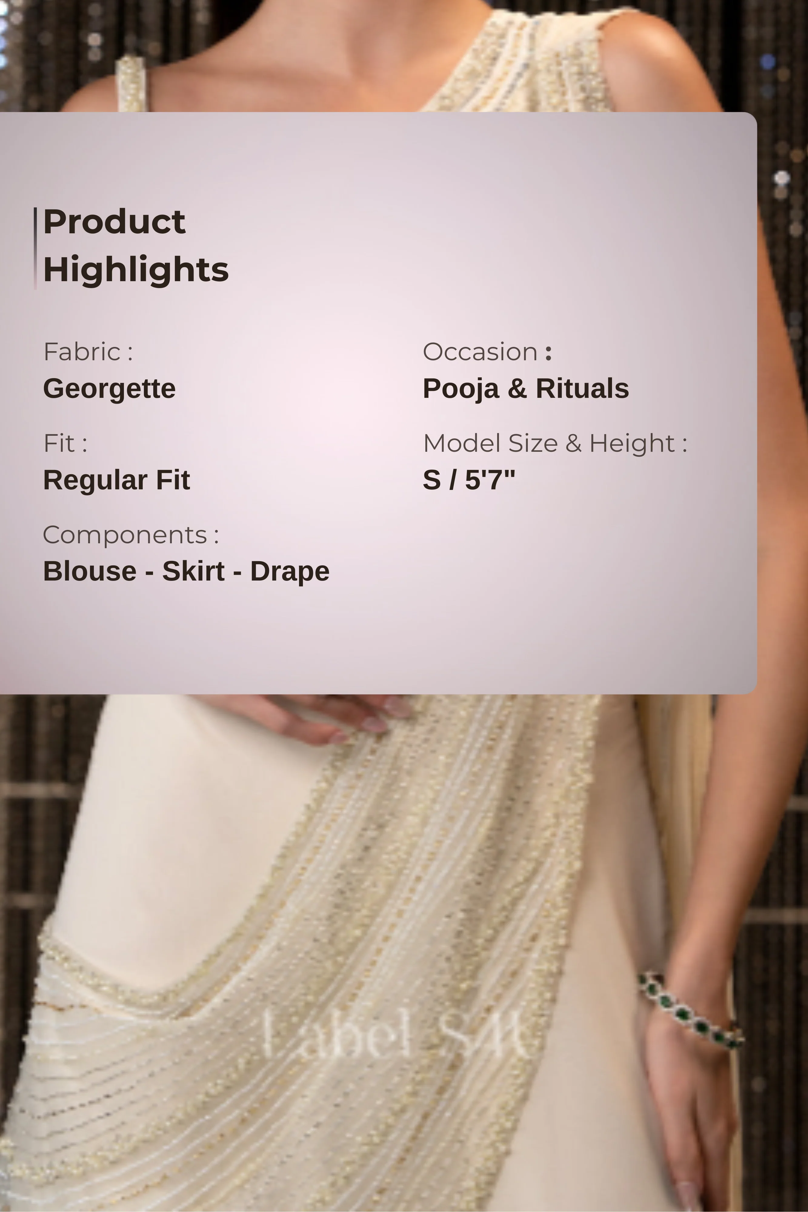 Off-White Shimmer-Skirt Set - Image 4