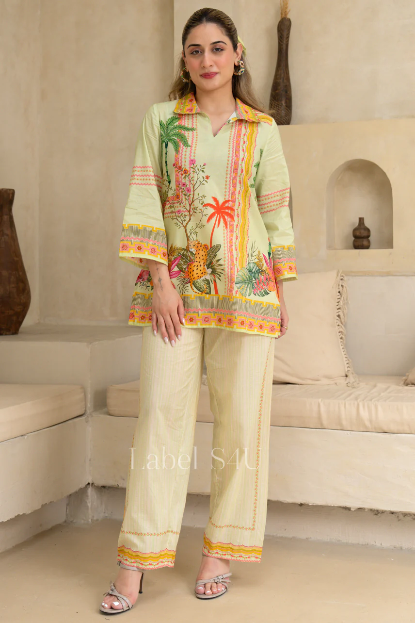 Palm Printed Cotton Co-ord set