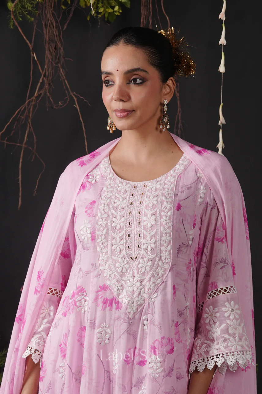 Pastel Printed-Anarkali Set - Image 2
