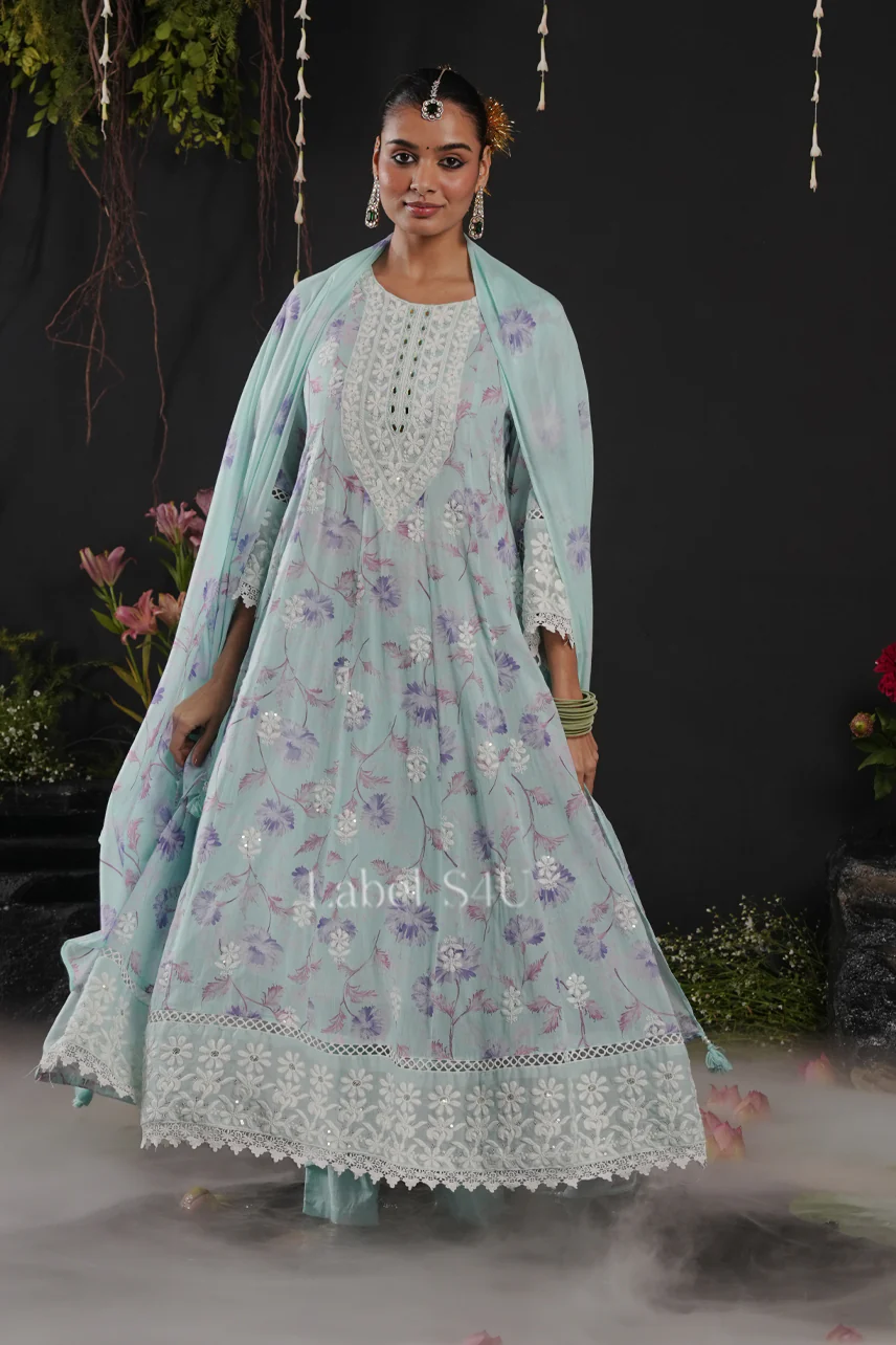Pastel Printed-Anarkali Set - Image 3