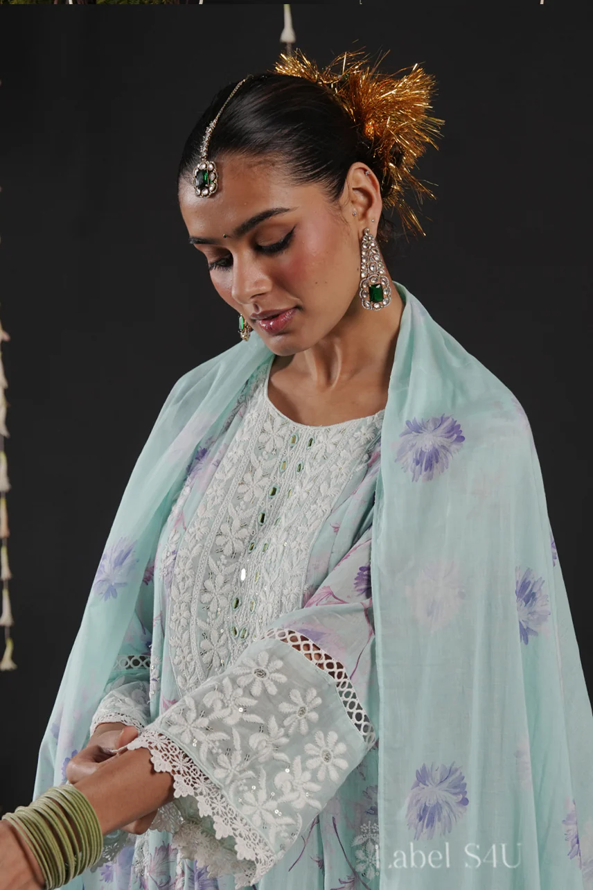 Pastel Printed-Anarkali Set - Image 4