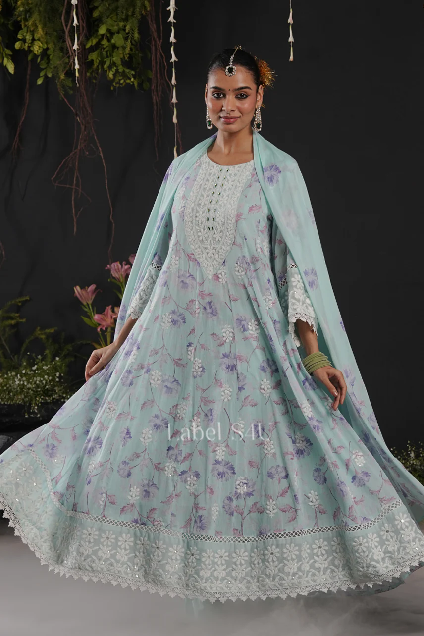 Pastel Printed-Anarkali Set - Image 5