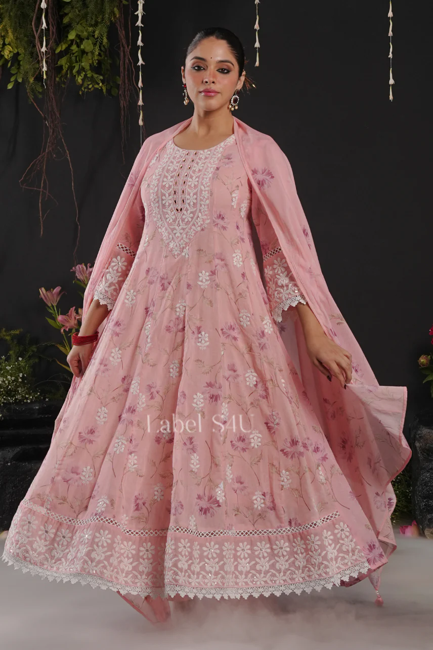 Pastel Printed-Anarkali Set - Image 6