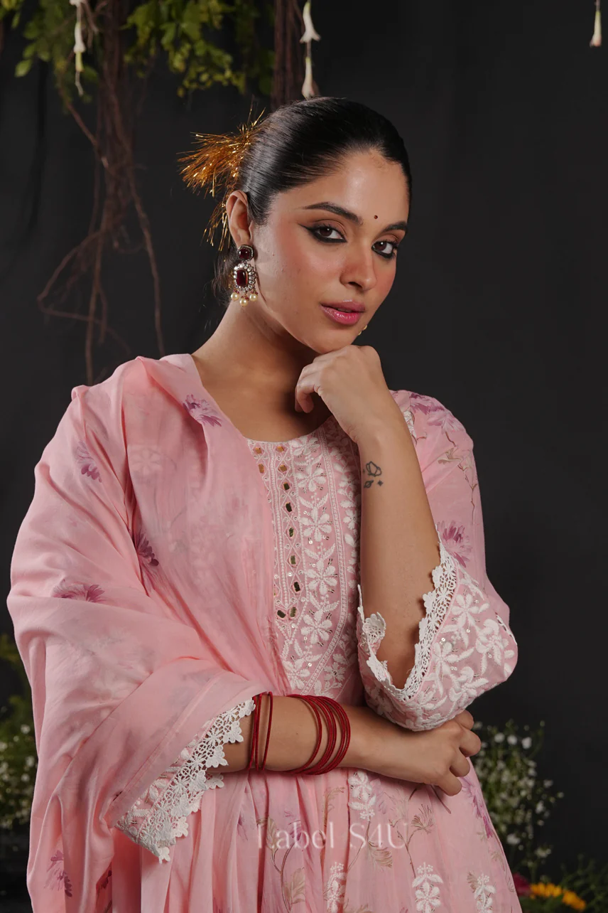 Pastel Printed-Anarkali Set - Image 7