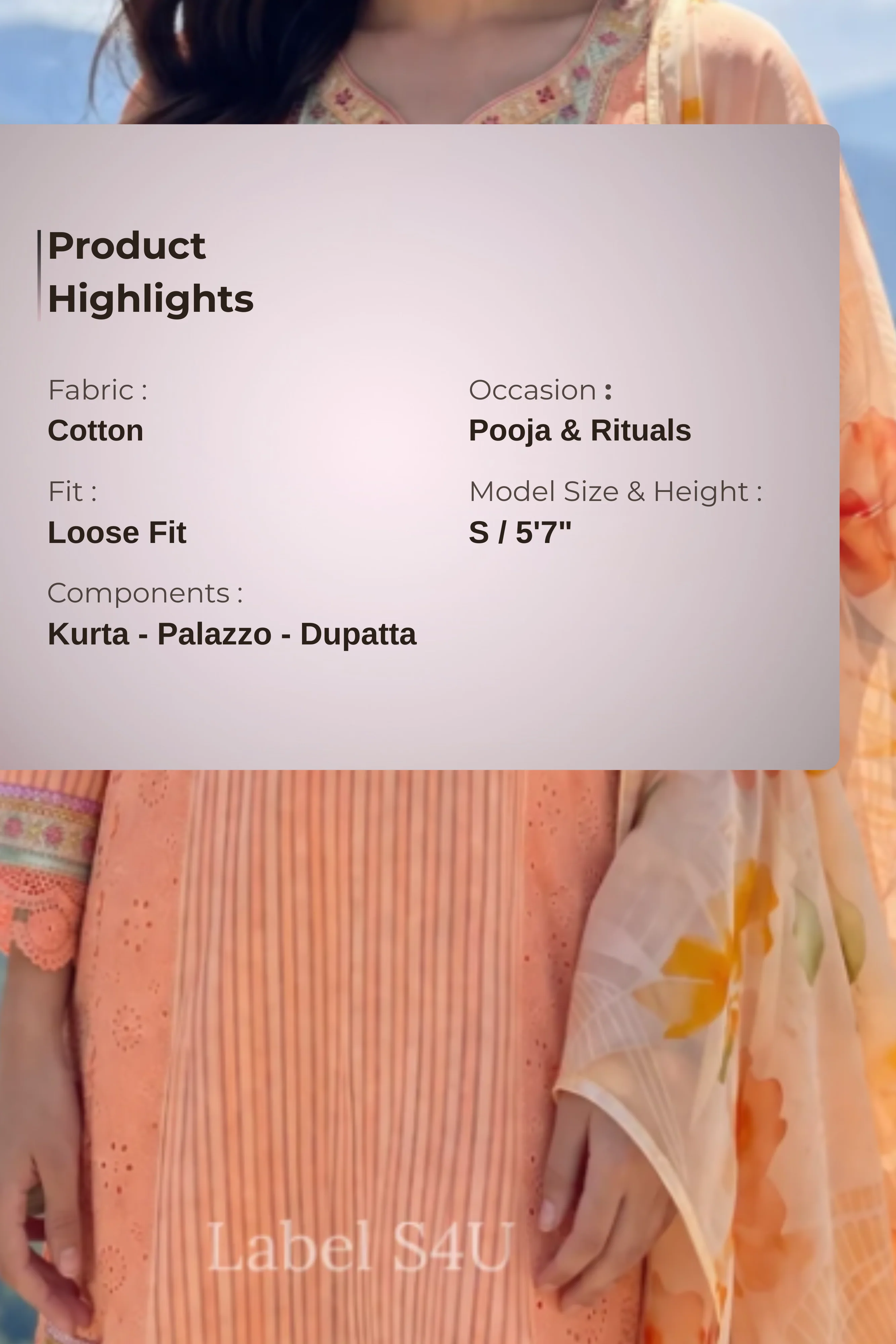 Peach Poetry Printed-Suit Set - Image 5