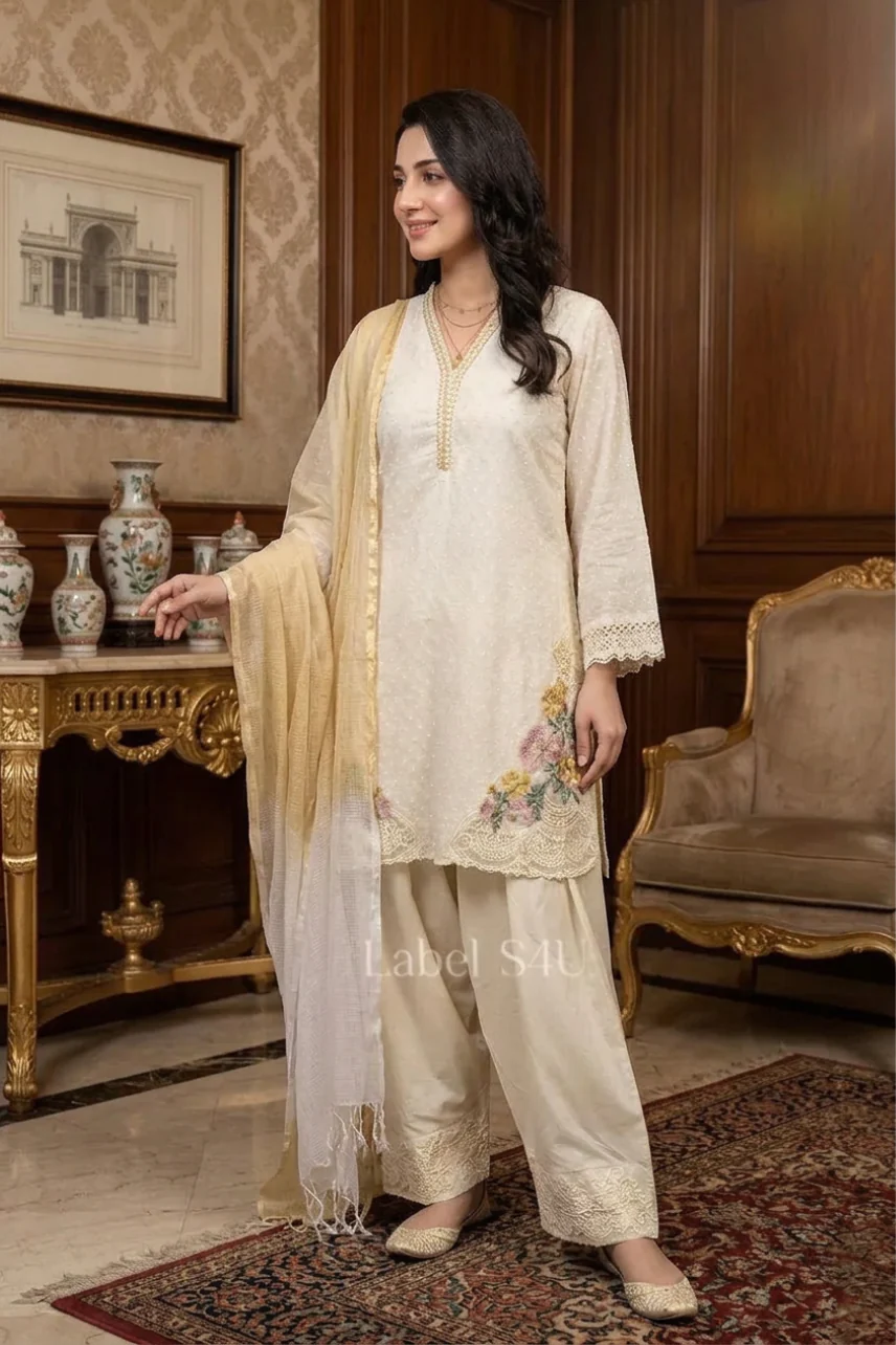 Embroidered Farshi Salwar Suit Set - Image 3