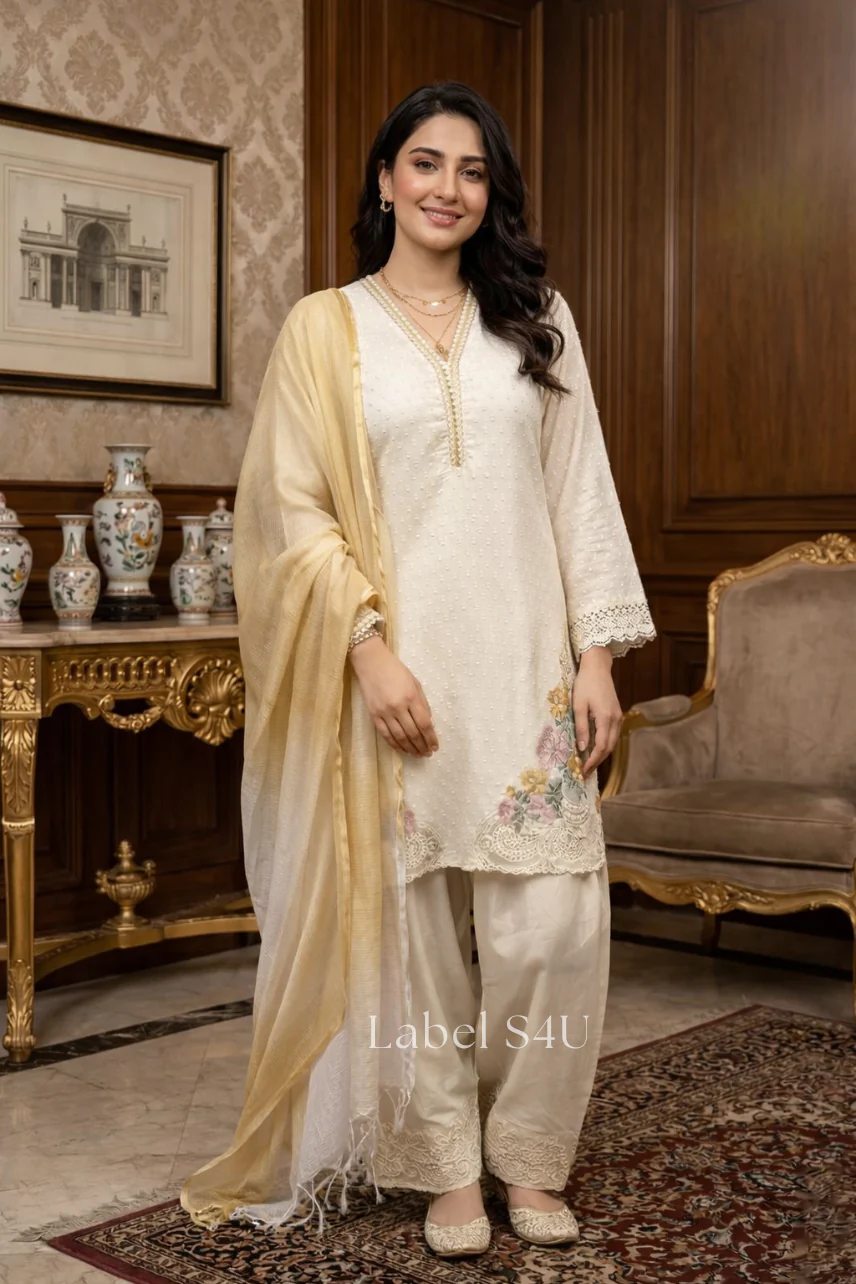 Embroidered Farshi Salwar Suit Set - Image 4