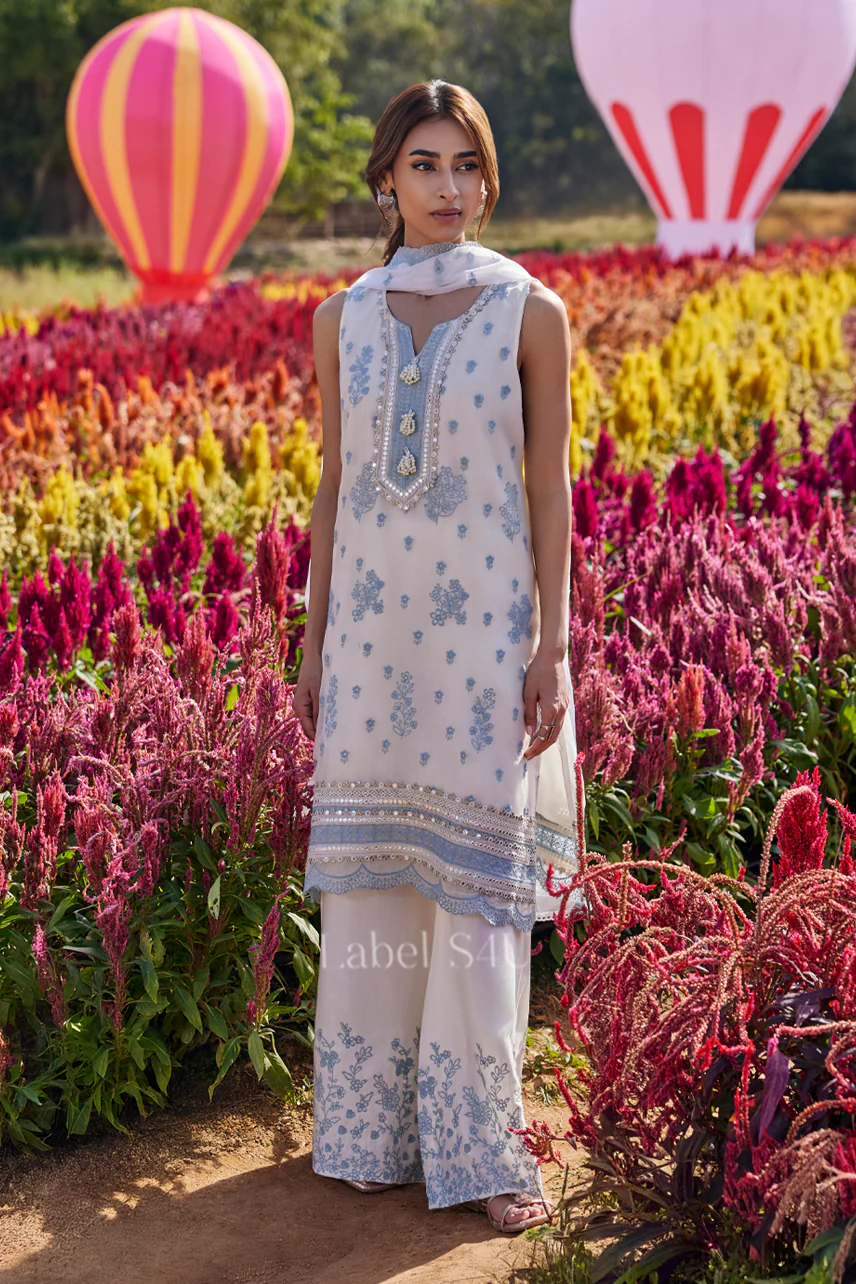 Perfect White Embroidered-Suit Set