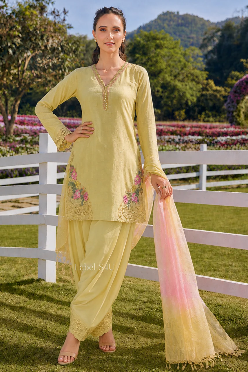Petal Grace Cotton Farshi Salwar Set - Image 7