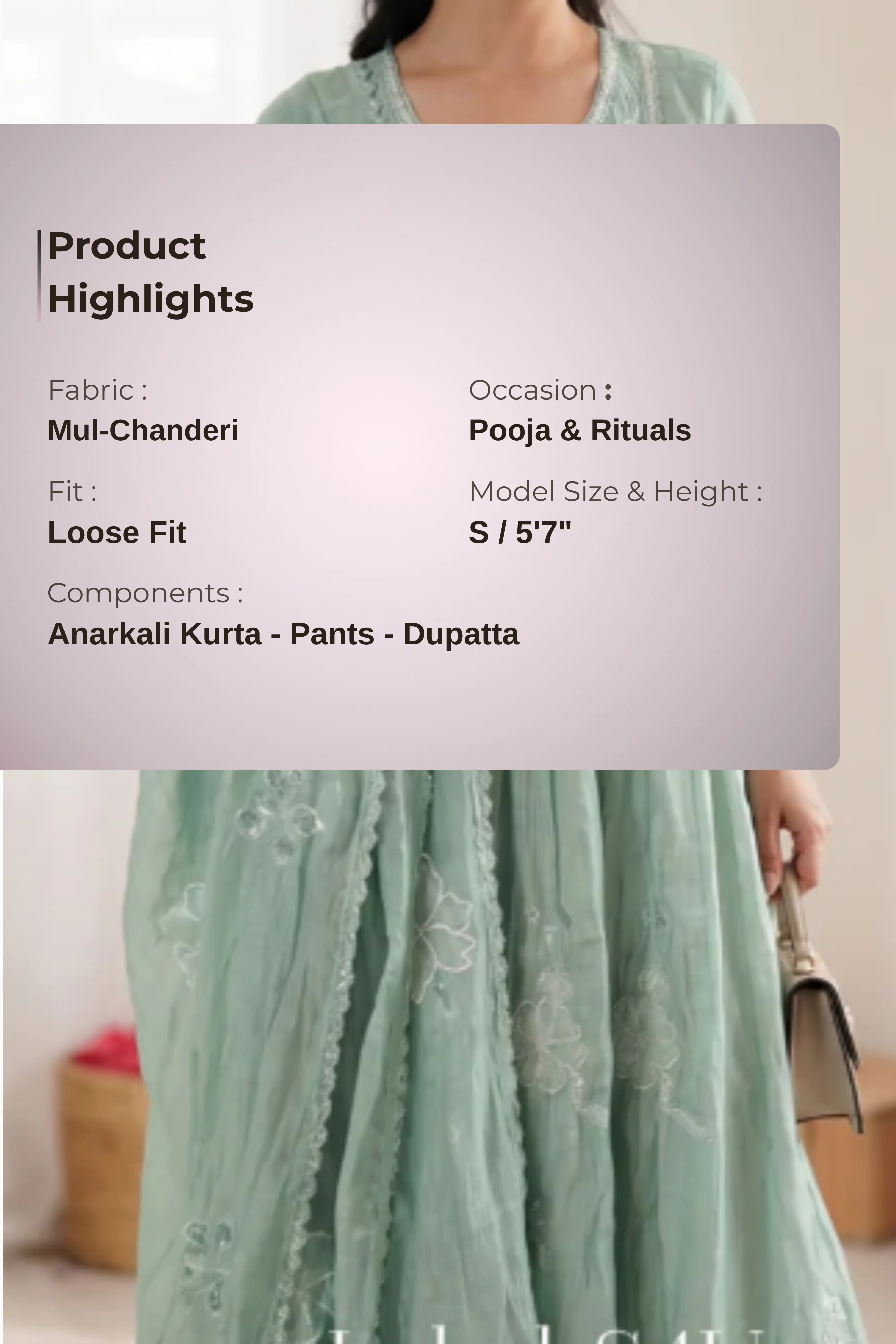 Pista Floral Glow Anarkali Set - Image 5