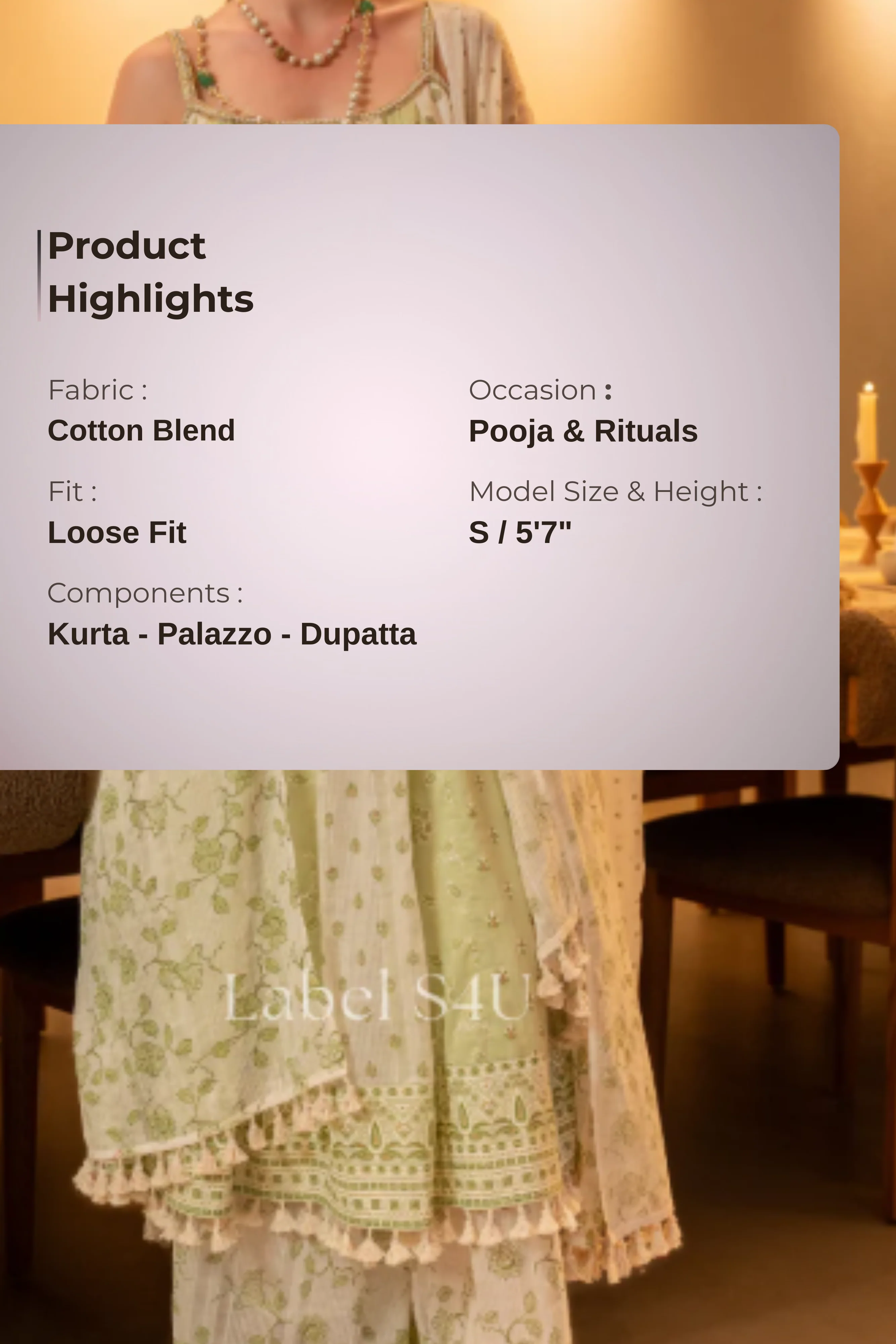 Pistachio Bloom Cotton Anarkali Set - Image 5