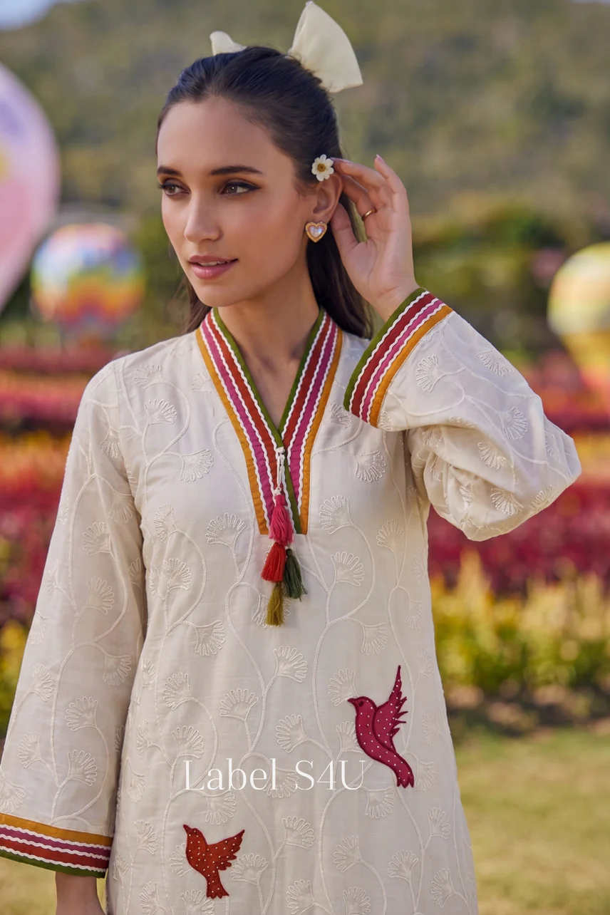 Play of Wings Embroidered-Co-ord Set - Image 2