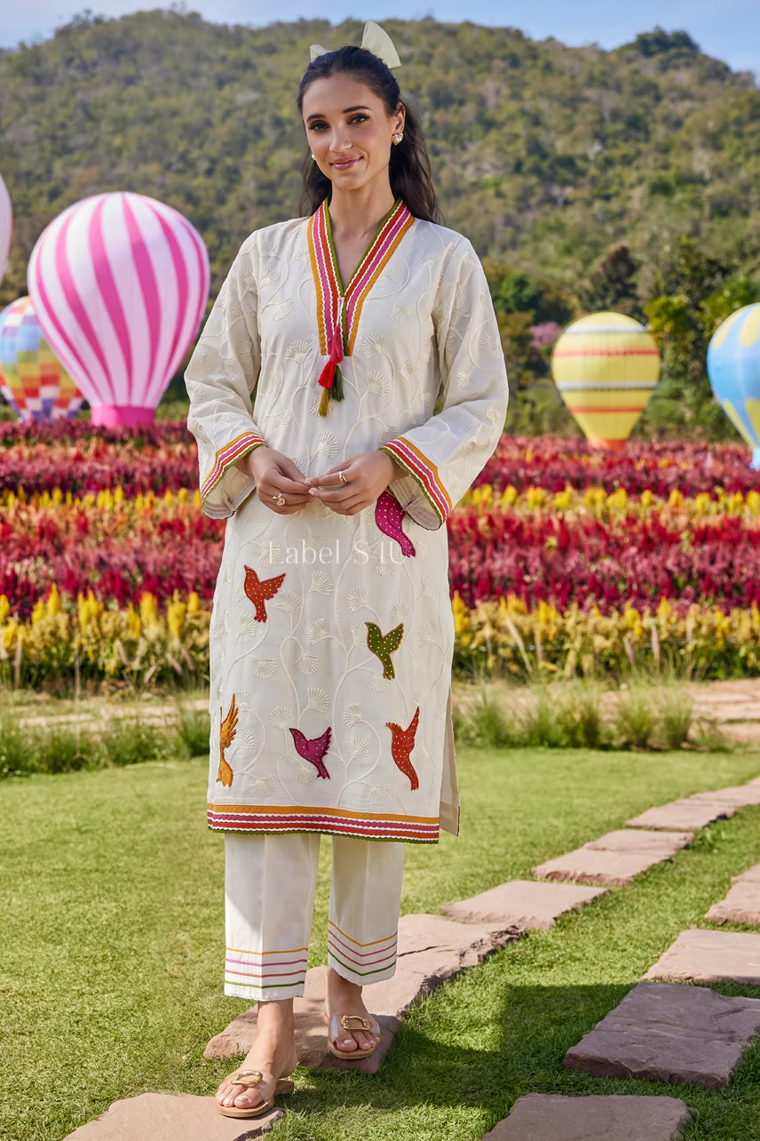 Play of Wings Embroidered-Co-ord Set - Image 3