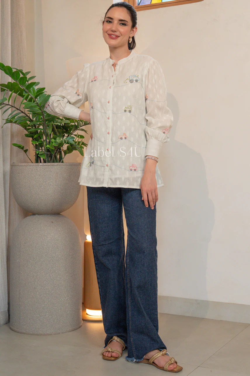 Playful Embroidered Cotton Shirt
