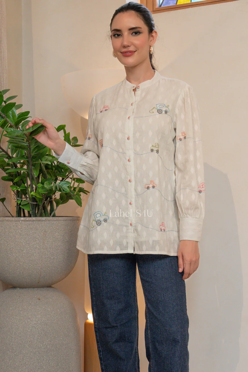 Playful Embroidered Cotton Shirt - Image 3