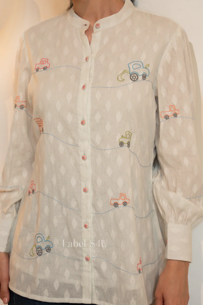 Playful Embroidered Cotton Shirt - Image 4