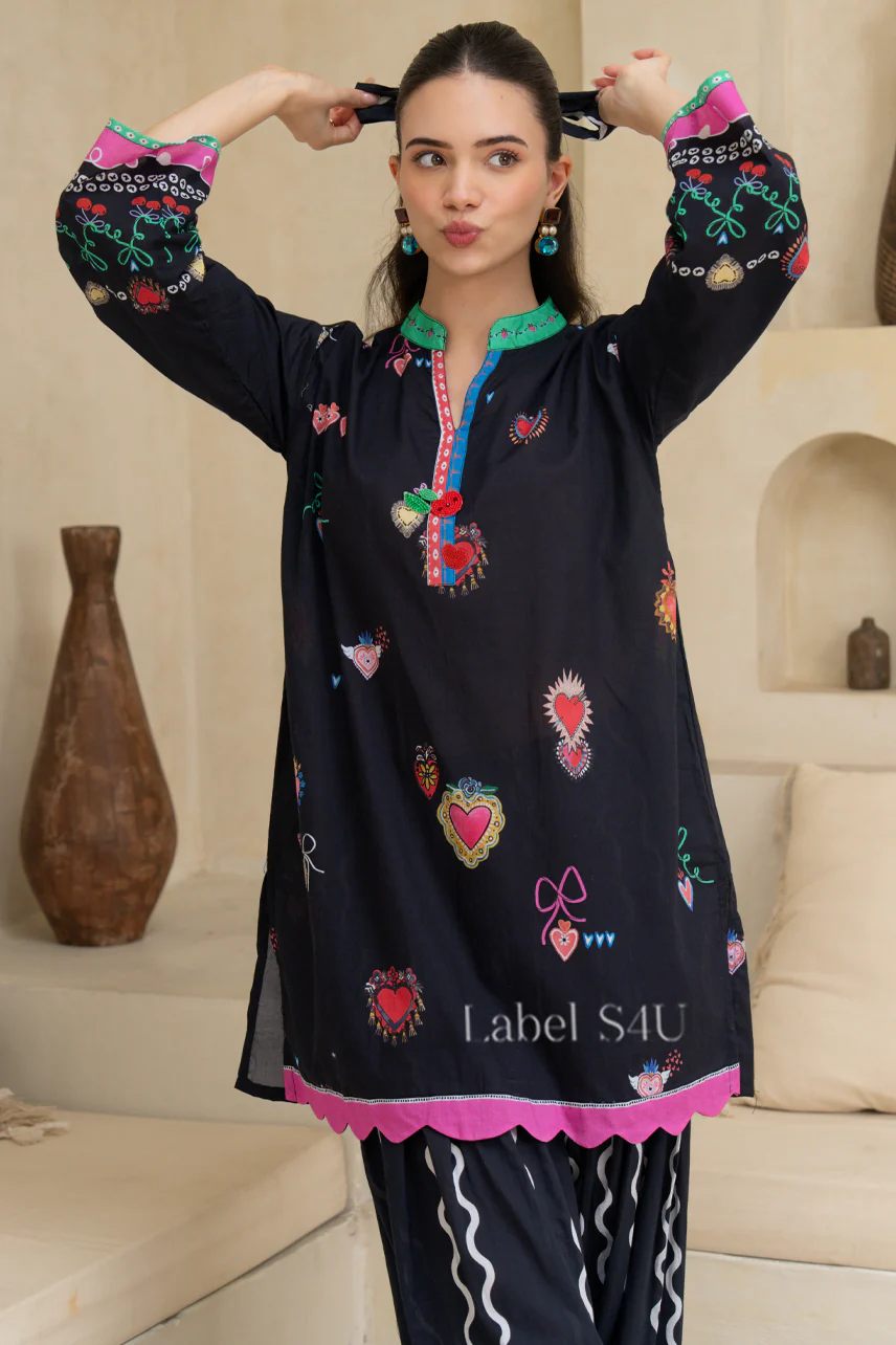 Playful Heart & Bow Cotton Co-Ord Set - Image 2