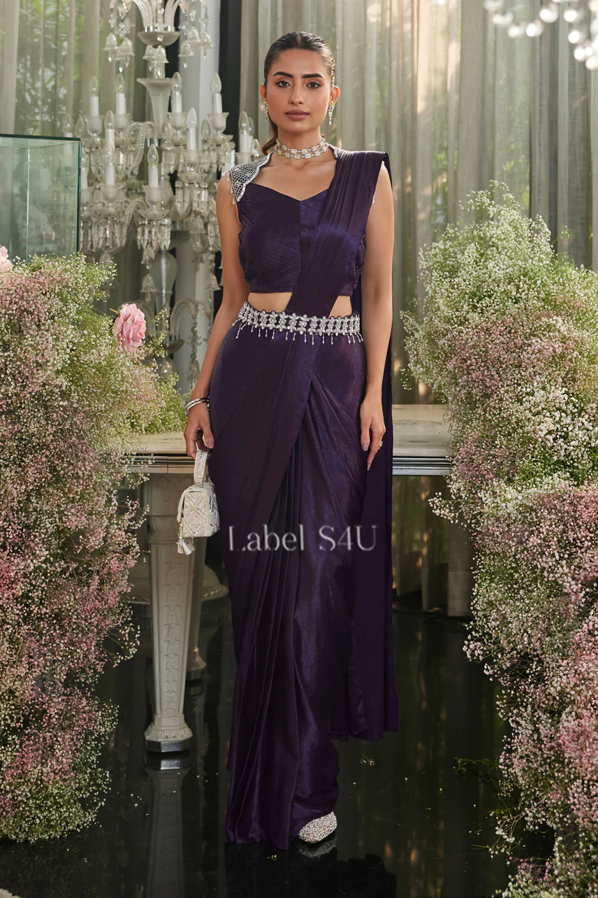 Plum Perfect-Pre-Drape Saree