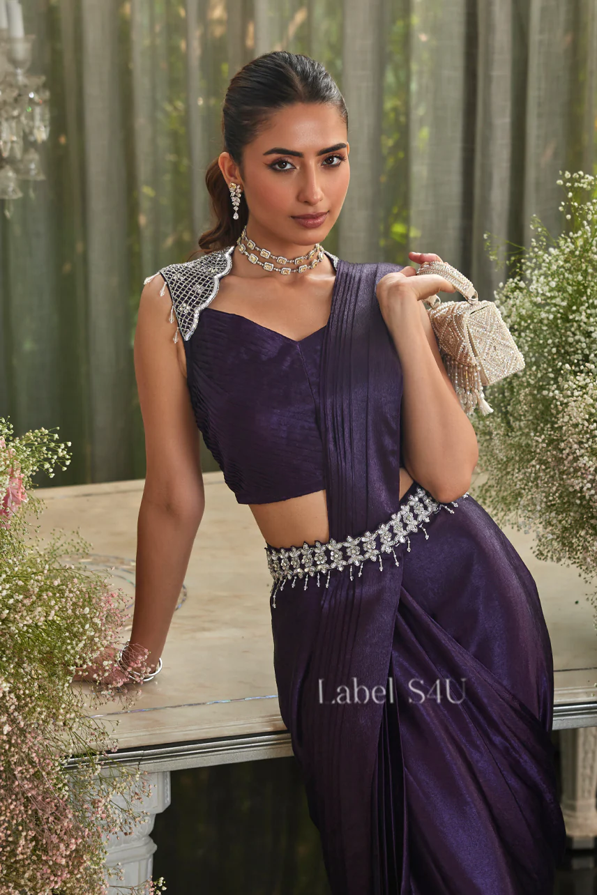 Plum Perfect-Pre-Drape Saree - Image 2