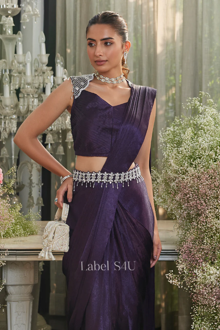 Plum Perfect-Pre-Drape Saree - Image 3