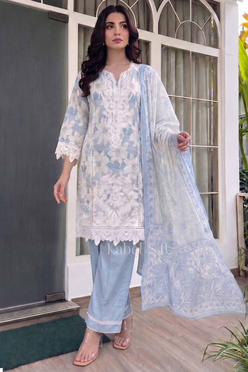 Powder Petal Embroidered Suit Set