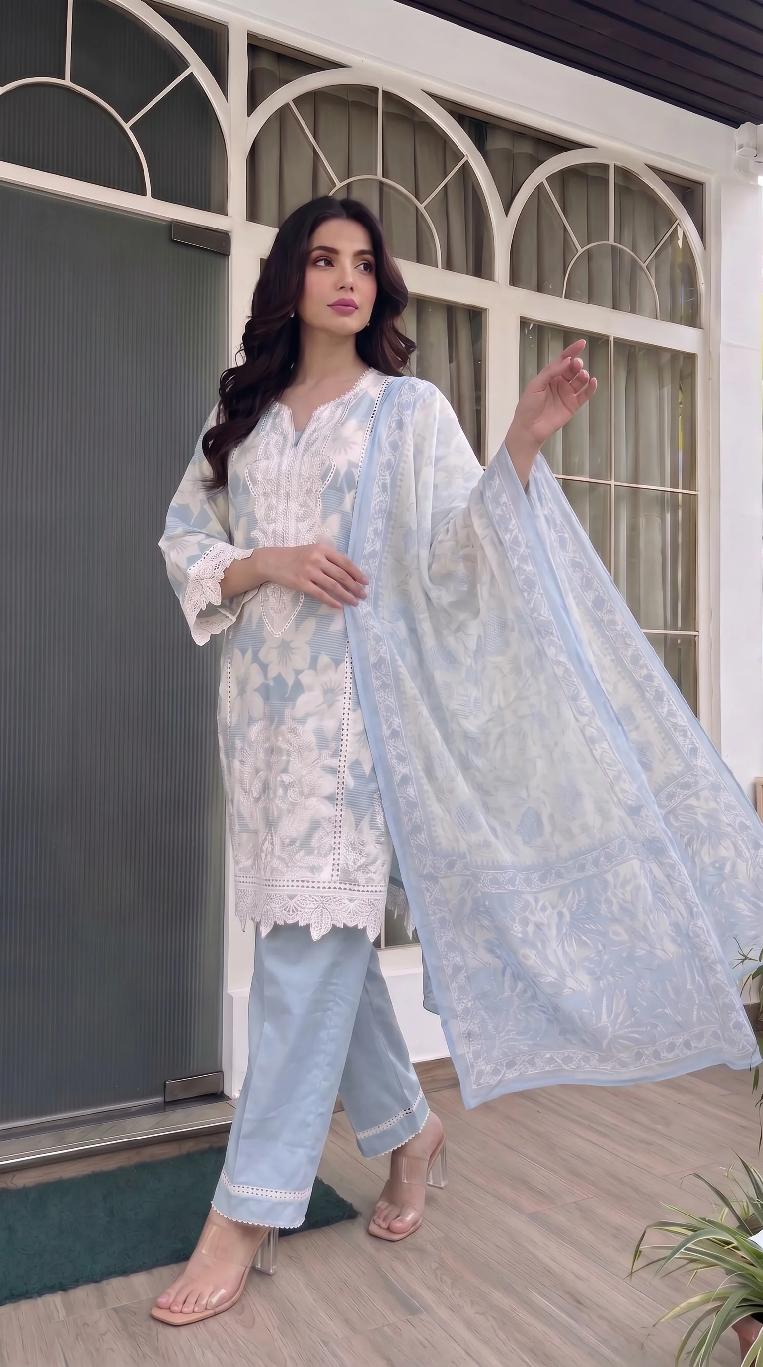 Powder Petal Embroidered Suit Set - Image 2