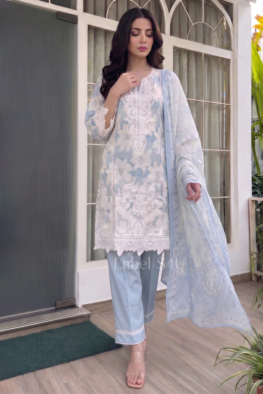 Powder Petal Embroidered Suit Set - Image 3