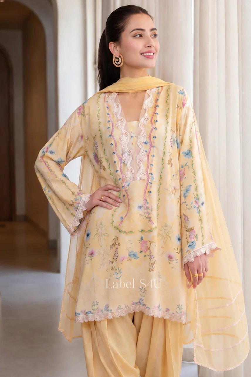Pretty In Yellow Farshi Salwar Set - Image 2