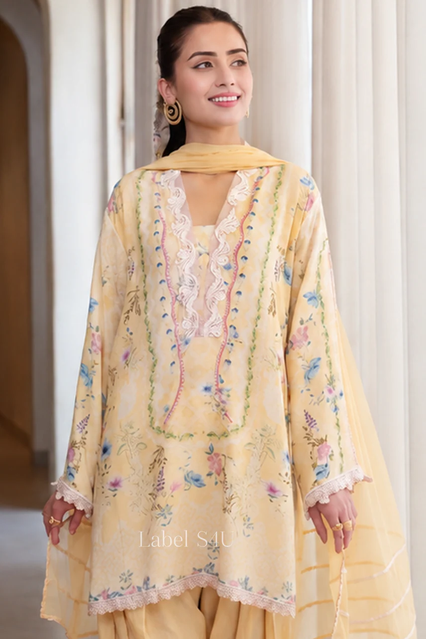 Pretty In Yellow Farshi Salwar Set - Image 4