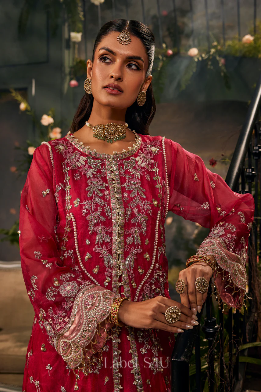 Rani Pink Embroidered-Jacket Set - Image 2