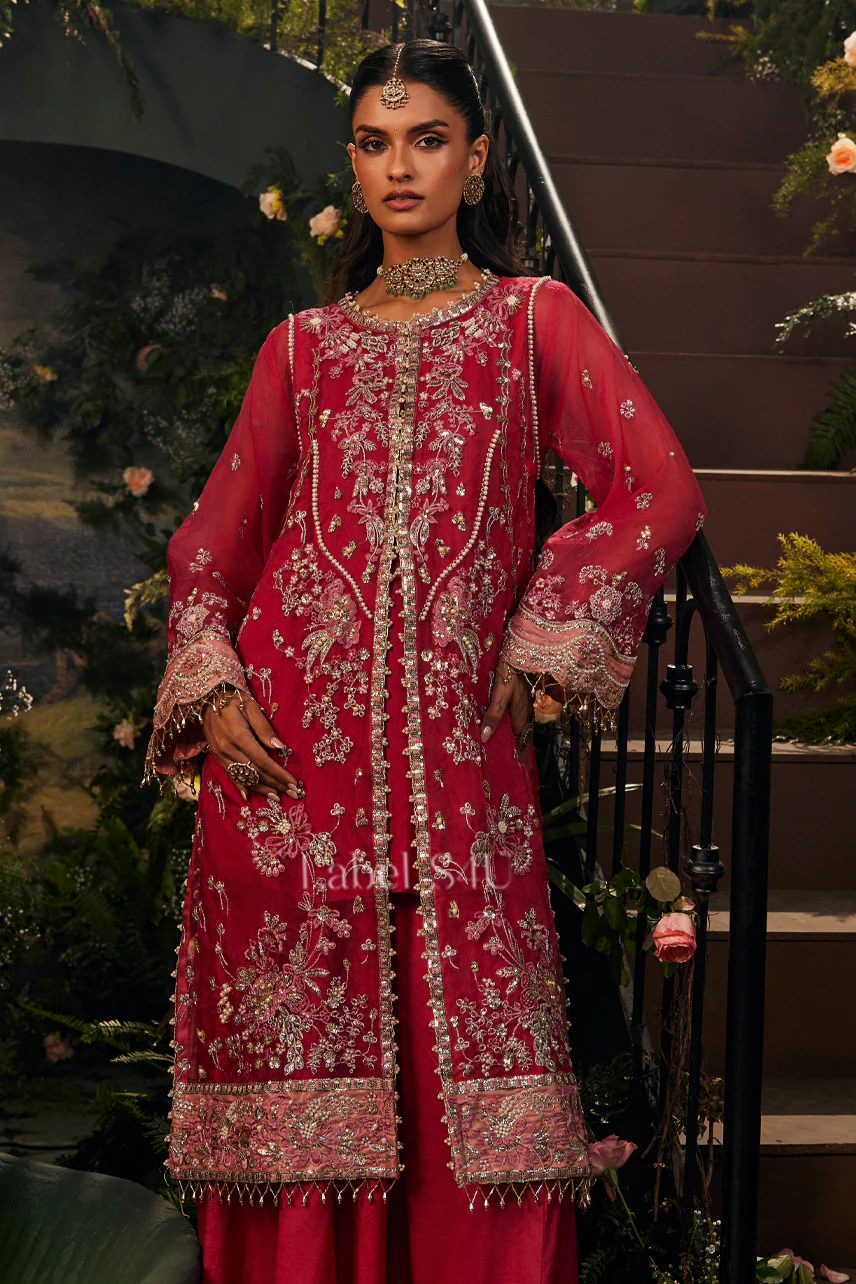 Rani Pink Embroidered-Jacket Set - Image 3