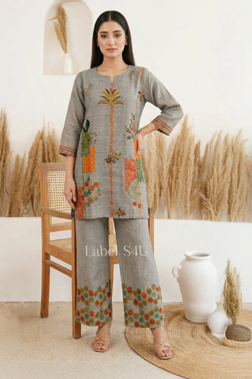 Retro Floral Linen-Co-ord Set - Image 3