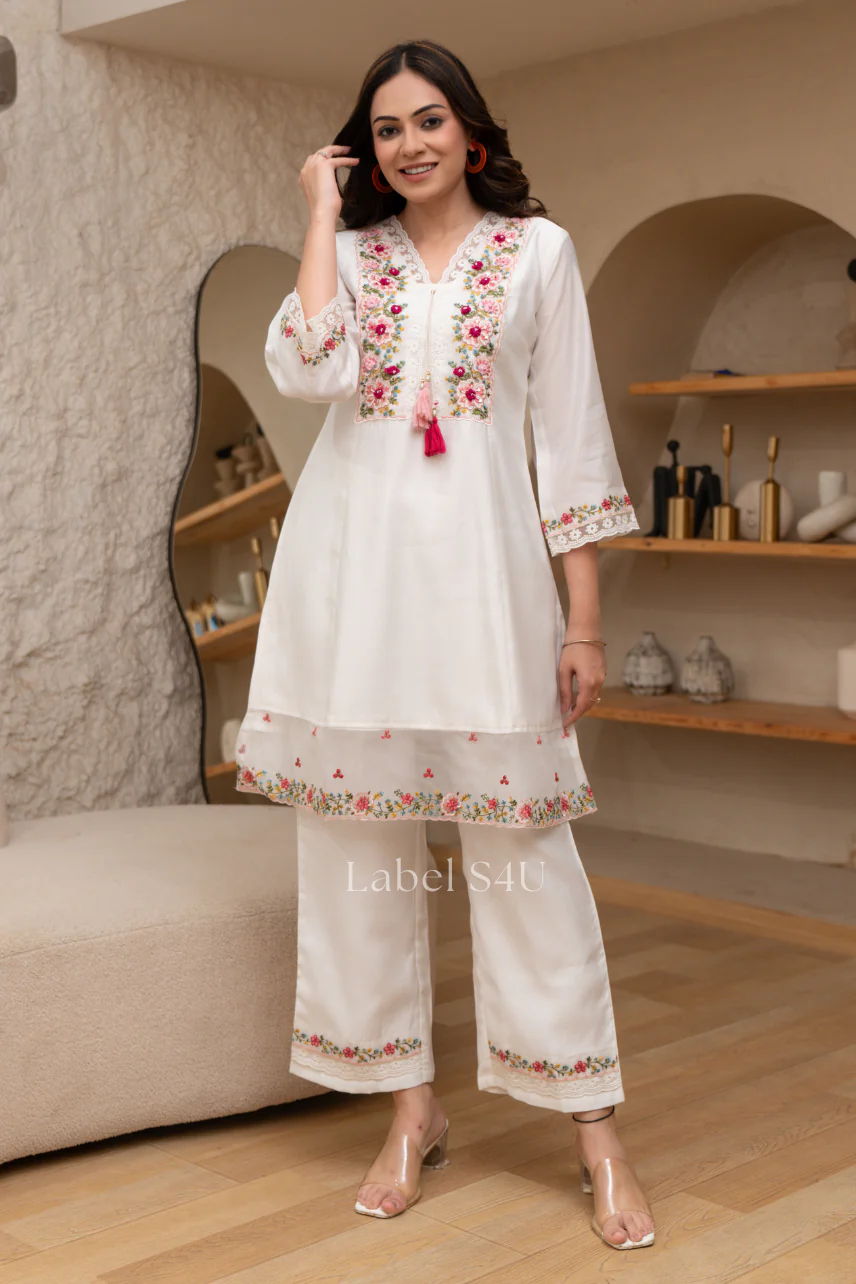 Rosette Charm Embroidered Co-ord Set
