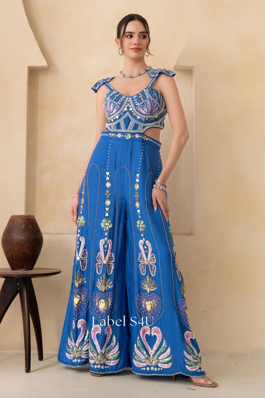 Royale Blue Handwork Jumpsuit