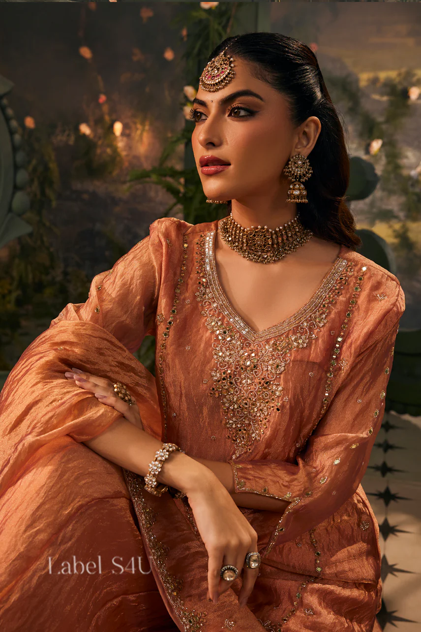 Royal Peach Handwork-Palazzo Set - Image 2