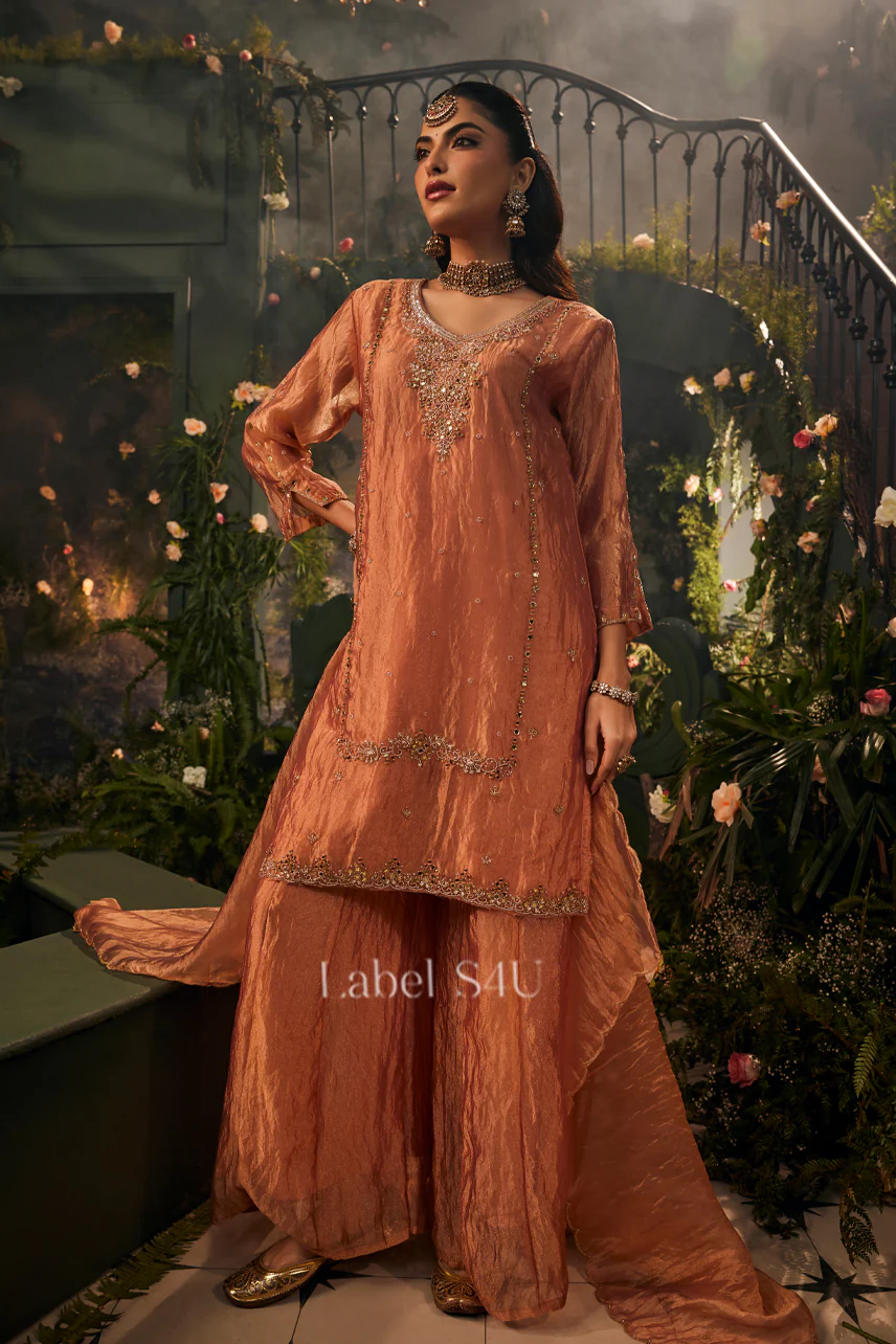 Royal Peach Handwork-Palazzo Set - Image 3